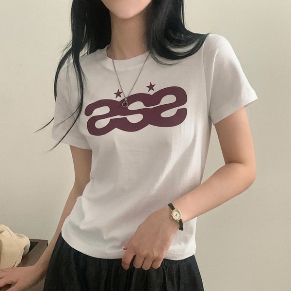 Codibook A-Star Lettering Print Short Sleeve T-shirt レビュー