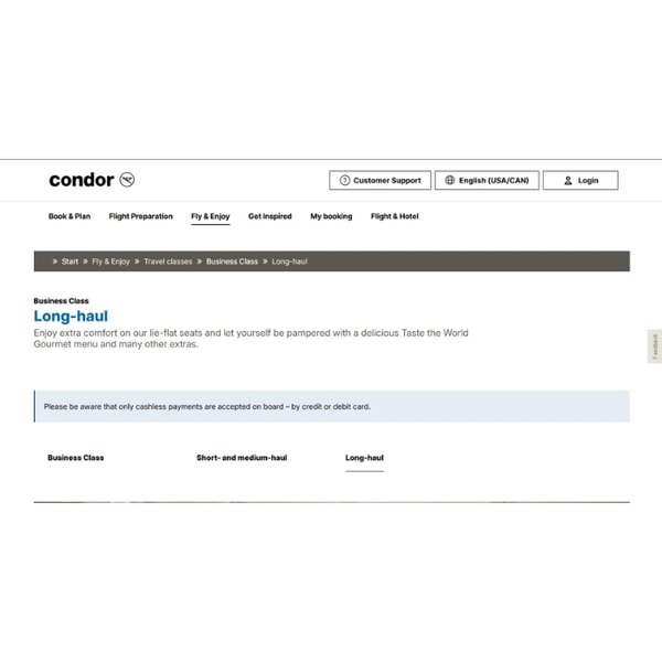 Condor Business Class Review