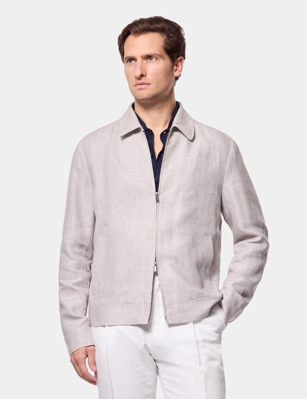 Hawes & Curtis Light Grey Linen Harrington Jacket Review