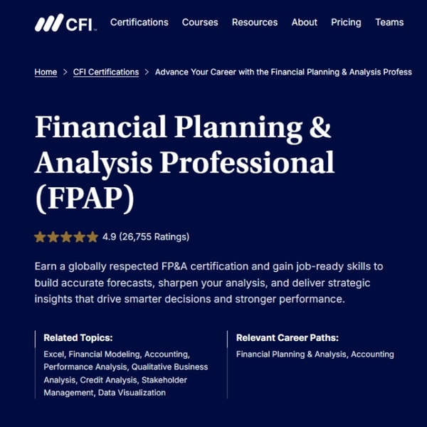 Corporate Finance Institute Financial Planning & Analysis Professional Review