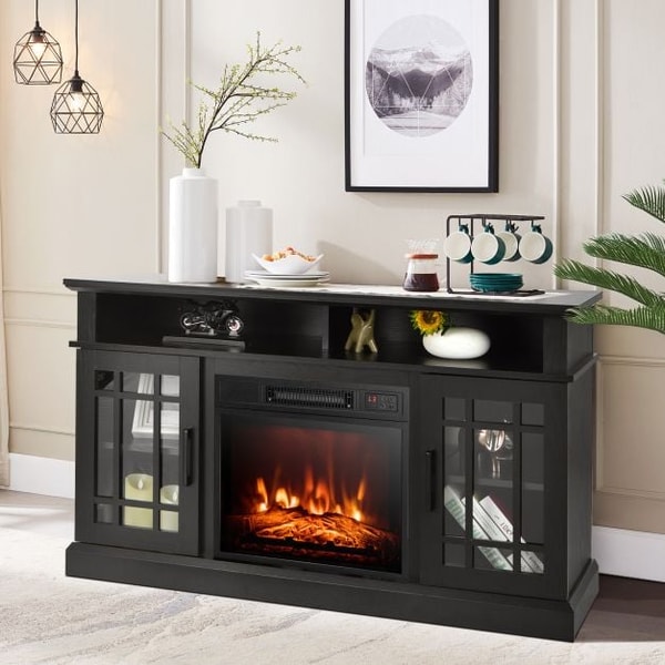 Costway 1400W Electric Fireplace with Mantel for TVs up to 55 Inches Review