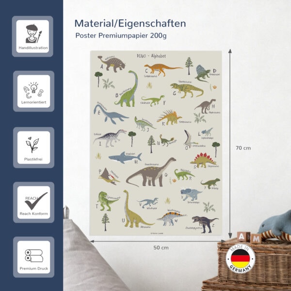 Cover Your Desk Lernposter Dinosaurier ABC Bewertung