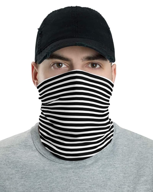 Covered Goods Black & Ivory Pinstripe Face Mask Scarf Review
