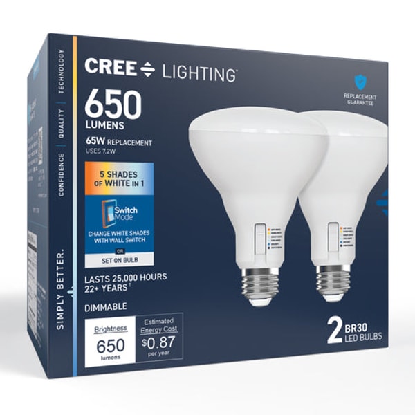 CREE Lighting 65W Replacement BR30 5 Shades + Switch Mode Medium E26 Base Dimmable LED Light Bulb (2-Pack) Review