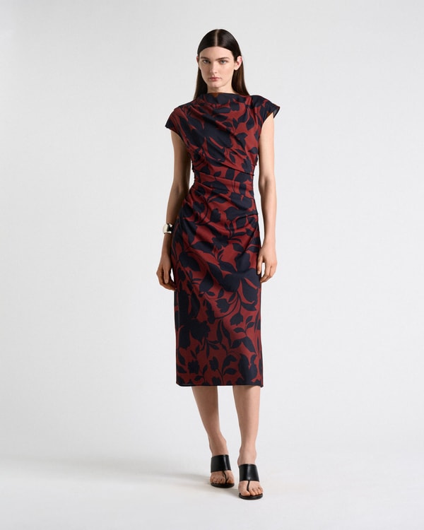 Cue Ink Stencil Floral Draped Neck Dress Reviews