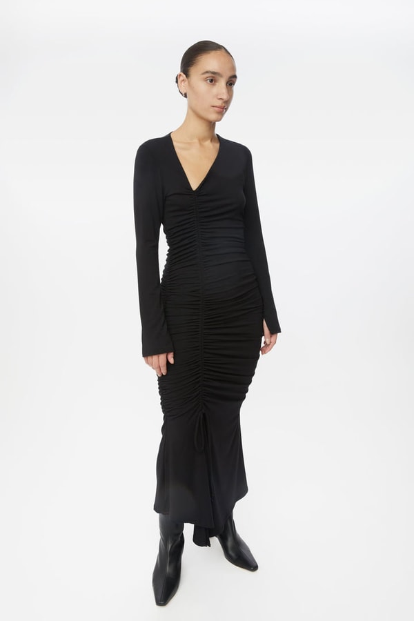 dāl the label Modal Ruched Asymmetric Midi Dress Review