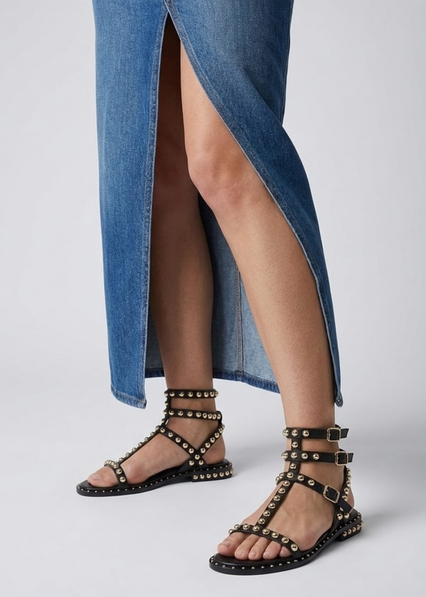 Daniel Footwear Eternal Black Leather Studded Gladiator Sandals Review