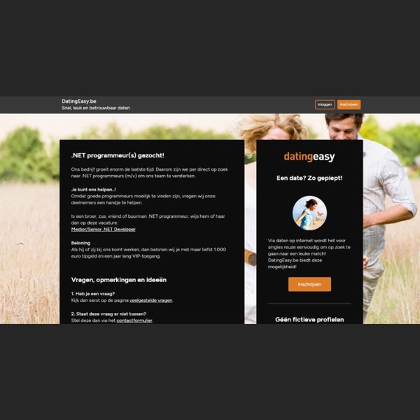 DatingEasy .NET programmeur(s) gezocht! Beoordeling