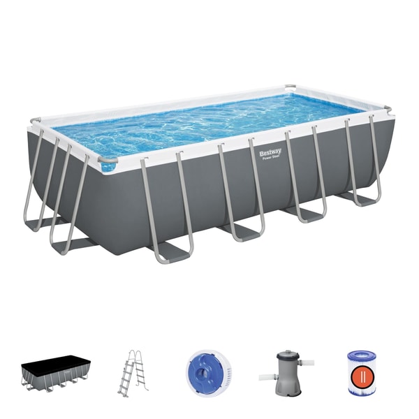 Decathlon Piscina PowerSteel retangular 488x244x122 cm com depuradora + filtro + escada Avalia&ccedil;&atilde;o