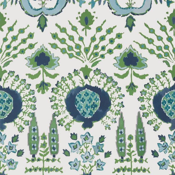 DecoratorsBest Thibaut Mendoza Suzani Blue And Green On White Wallpaper Reviews