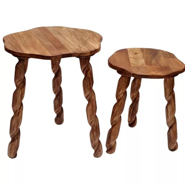 Decorshopping Set 2 mesitas auxiliares de madera de mango artesanales Rese&ntilde;a