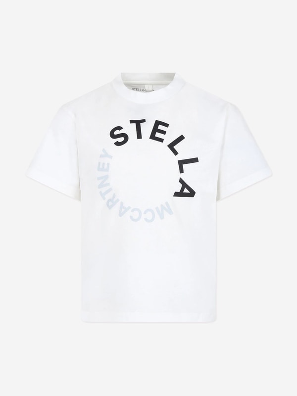 Designer Childrenswear Stella McCartney Boys Circle Logo T-Shirt in Ivory Review