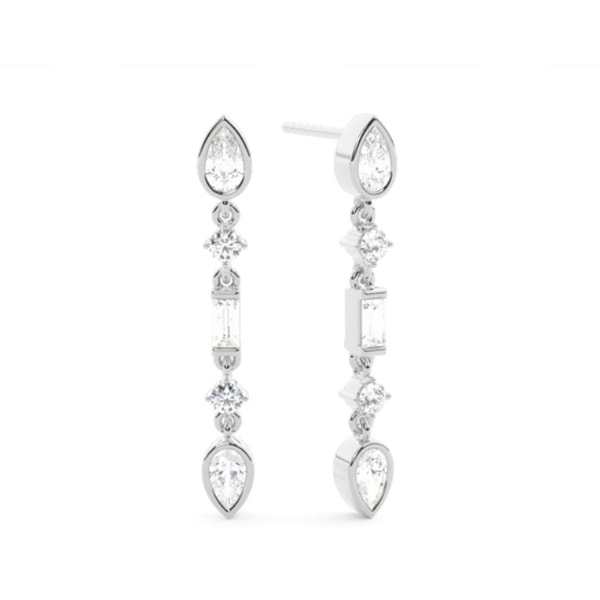 Diamonds Factory Multi Shaped Diamond Linear Drop Earrings Review