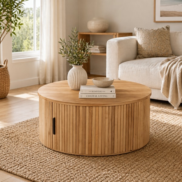 Divano Furniture Norman 80cm Timber Round Coffee Table Natural Review