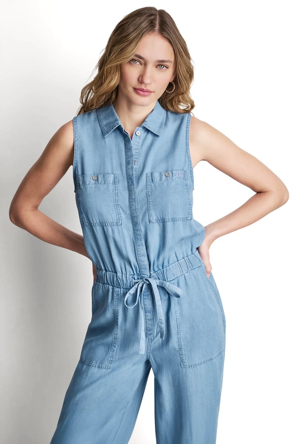 DKNY Sleeveless Jumpsuit With Collar Neckline Review