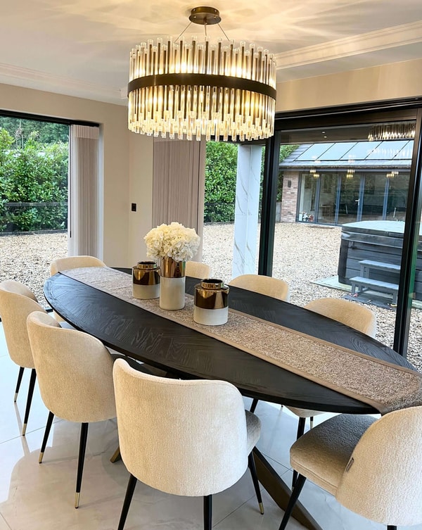 Dream Interiors Oval Black Herringbone Brass Dining Table Review