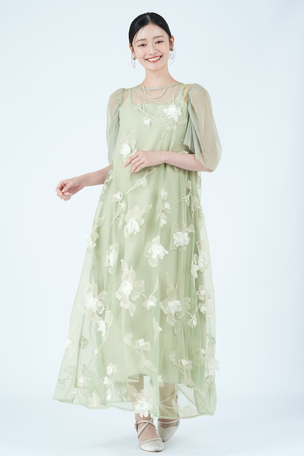 Dress Consign et.UNiVER 立体フローラルグリーンドレス (M) レビュー