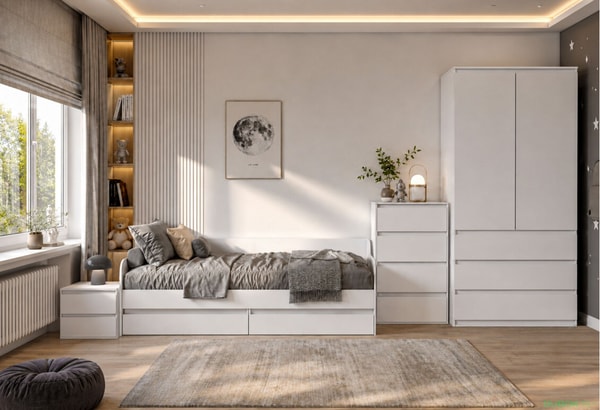 Dubok.cz Sestava do dětsk&eacute;ho pokoje s postel&iacute; 90x200 cm, nymfa alba Idea Recenze