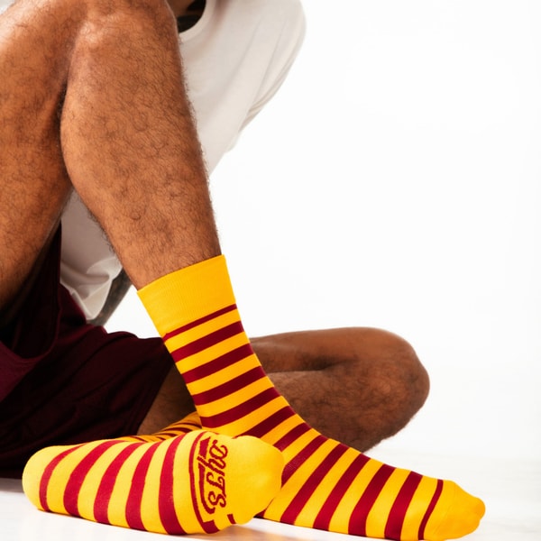 Dude. Your Team Socks. Gold + Burgundy Striped Socks Review