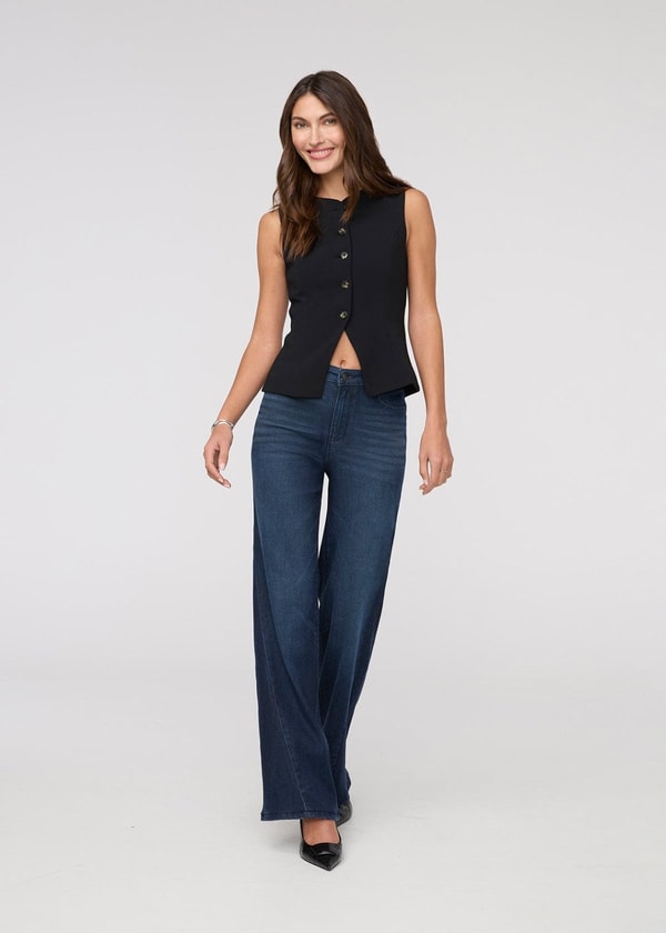 DUER No Sweat Denim High Rise Wide Leg Review