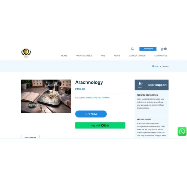 Elearn College Arachnology Diploma Course Review