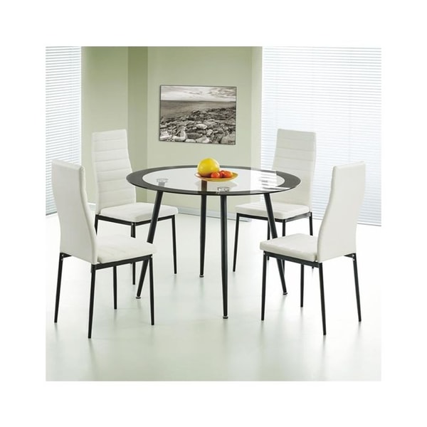 Elegant Furniture Acodia Clear Black Border Glass Dining Set 4 PU Chairs Review