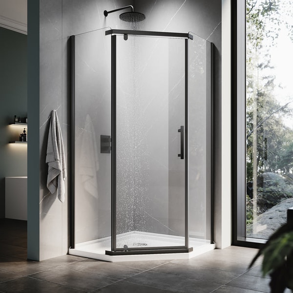 Elegant Showers Diamond Semi Frameless Shower Screen Black Reviews