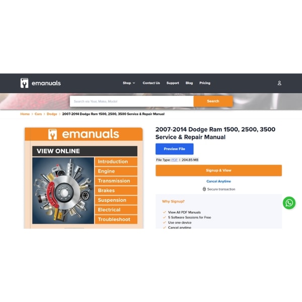 emanuals 2007-2014 Dodge Ram Service & Repair Manual Review
