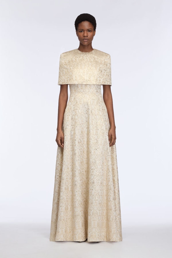 Emilia Wickstead Lucretia Dress in Gold Metallic Jacquard Review