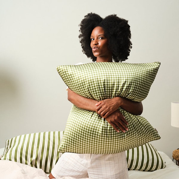 Emily's Pillow Taie d'oreiller 100% pure soie de m&ucirc;rier - Vichy vert Avis