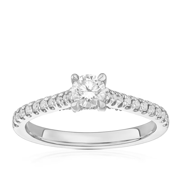 Ernest Jones Engagement Ring Platinum Diamond Set Shoulders Solitaire 0.50ct Diamond Ring Review