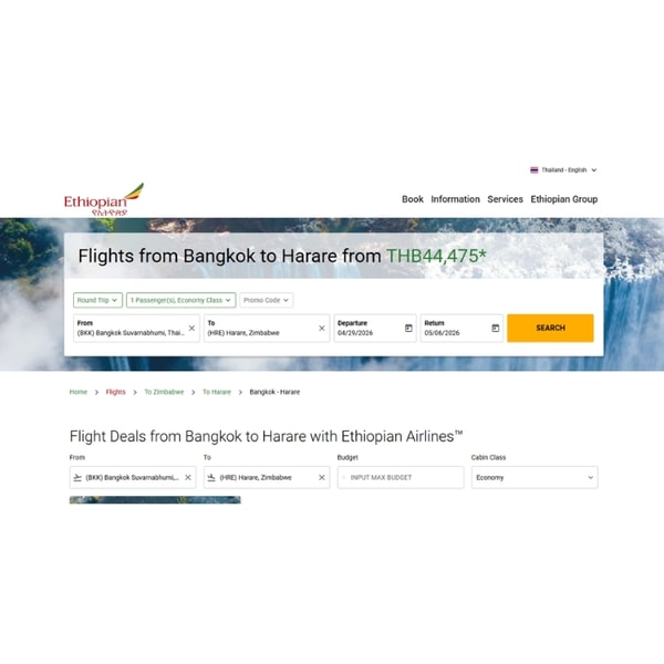 Ethiopian Airlines Bangkok to Harare รีวิว