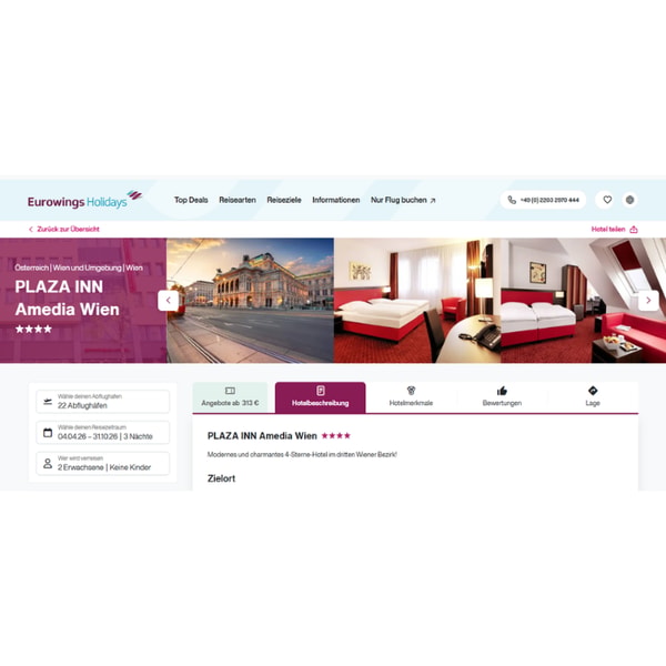 Eurowings Holidays PLAZA INN Amedia Wien Bewertung