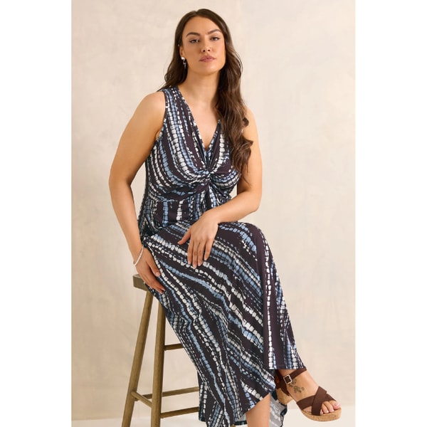 Evans Curve Brown Abstract Print Knot Front Maxi Dress Review