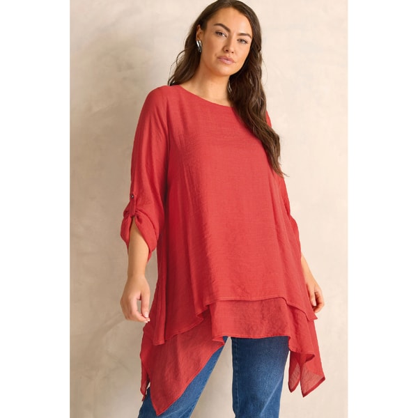 Evans Curve Orange Double Layer Blouse Review
