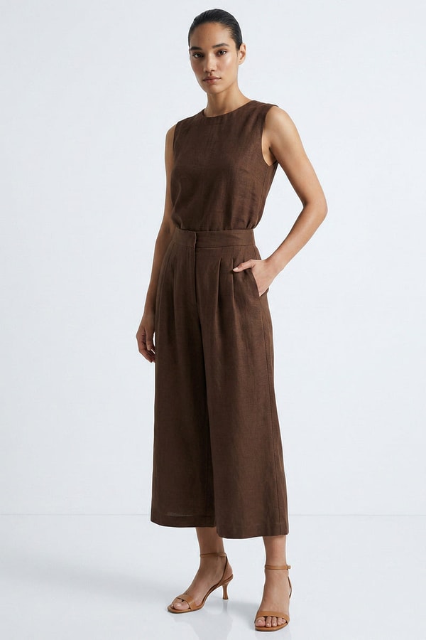 Exquise Pocket Zipper Culotte Linen Pants Review