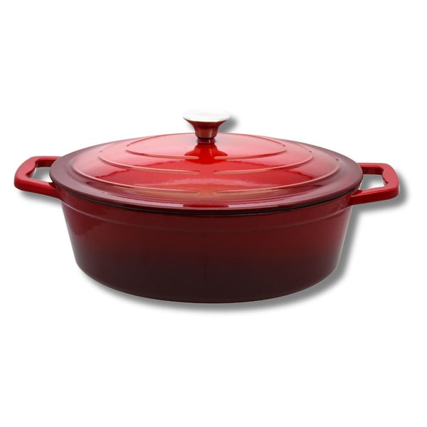 Fackelmann Cocotte ovale en fonte &eacute;maill&eacute;e 33 cm de long rouge cerise 4,9 L Elo Avis