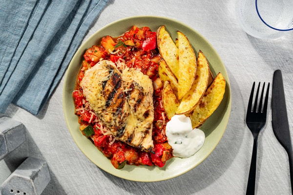 Factor Meals Kyllingeratatouille med mozzarella, kartoffelb&aring;de og hvidl&oslash;gssauce Anmeldelse