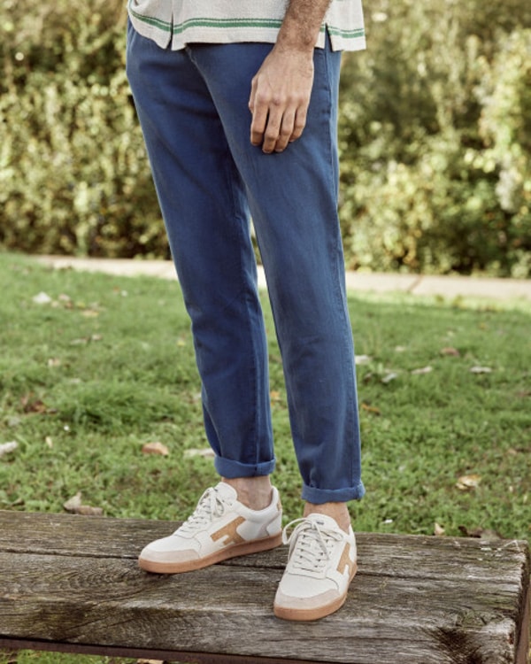 FAGUO Pantalon en lin bleu marine DREUILLE Avis