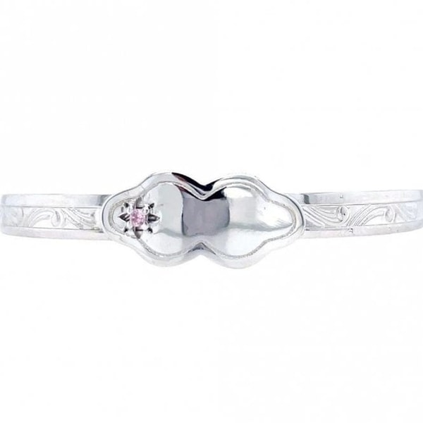 Faith Jewellers Sterling Silver Curved ID Plate with Pink CZ Patterned Baby Bangle Reviews