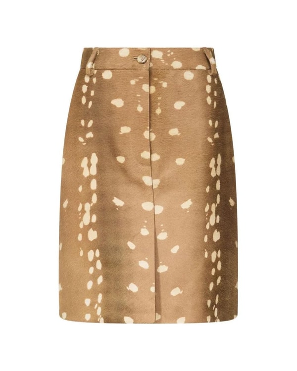 Farfetch LouLou De Saison Mica Deer Print Pony Effect Mid Skirt Avis