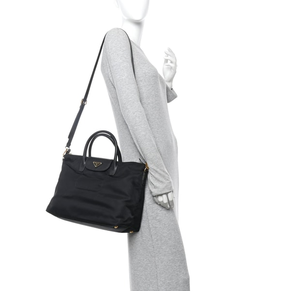 FASHIONPHILE Tessuto Nylon Saffiano Tote Black Review