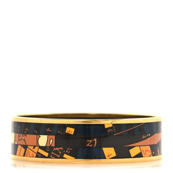 Hermes Enamel Printed Wide Astrologie Nouvelle Bracelet 70 &Eacute;mail Noir Or Review