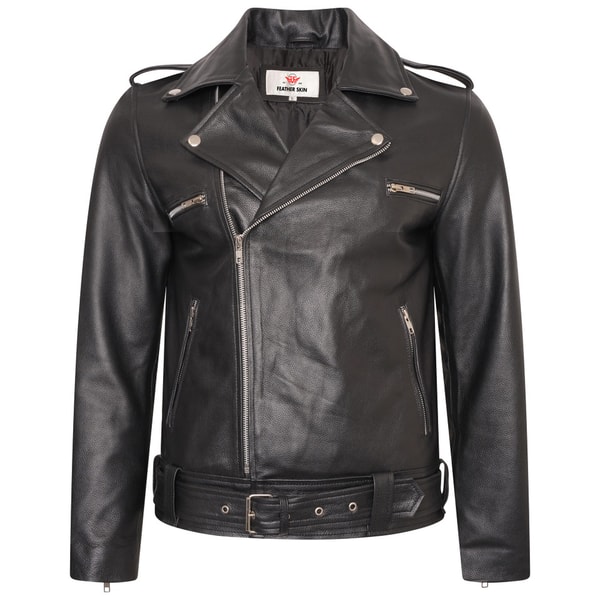 Feather Skin Negan Biker Leather Jacket Black Review