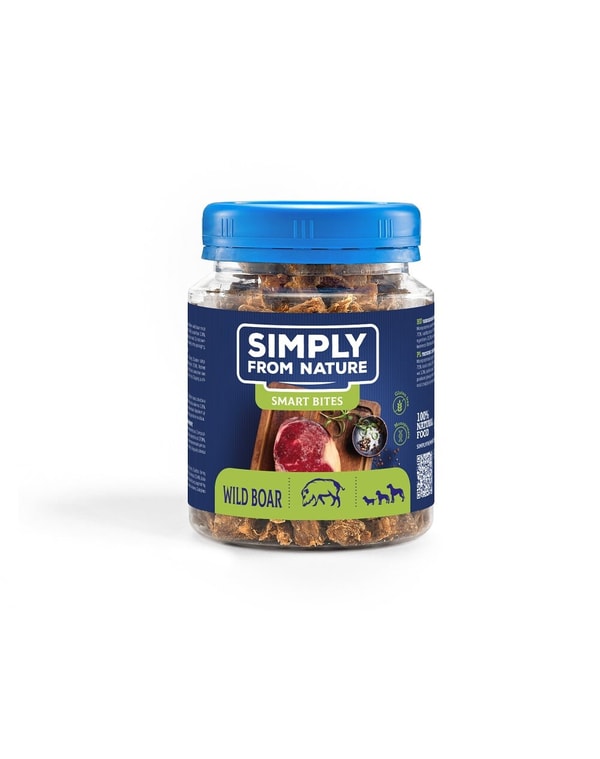 FERA SIMPLY FROM NATURE Smart Bites &scaron;ernų dresiruokliai &scaron;unims 130 g Apžvalga