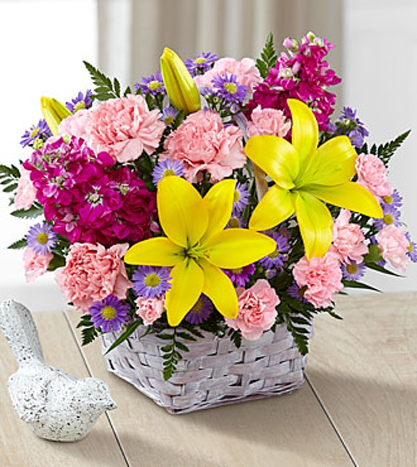 Flowers Fast Bright Lights Bouquet with Lavender Basket Reviews