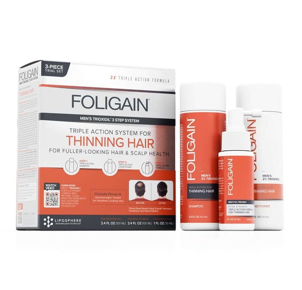 FOLIGAIN Triple Action Hair Care System For Men 3 Piece Trial Set Review