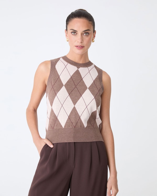 FORCAST Jacinta Argyle Knit Vest Reviews
