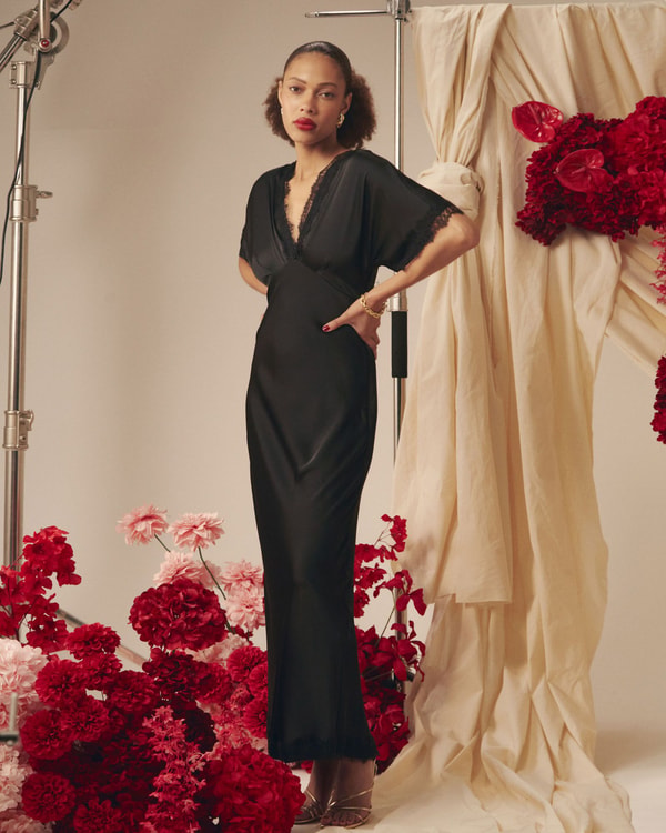 FORCAST Cleo Lace Trim Satin Dress Reviews