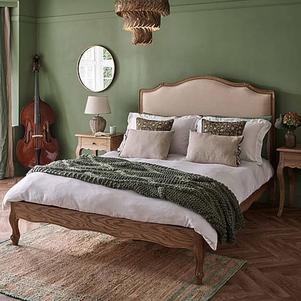 French Bedroom Love Story Natural Upholstered Bed Review